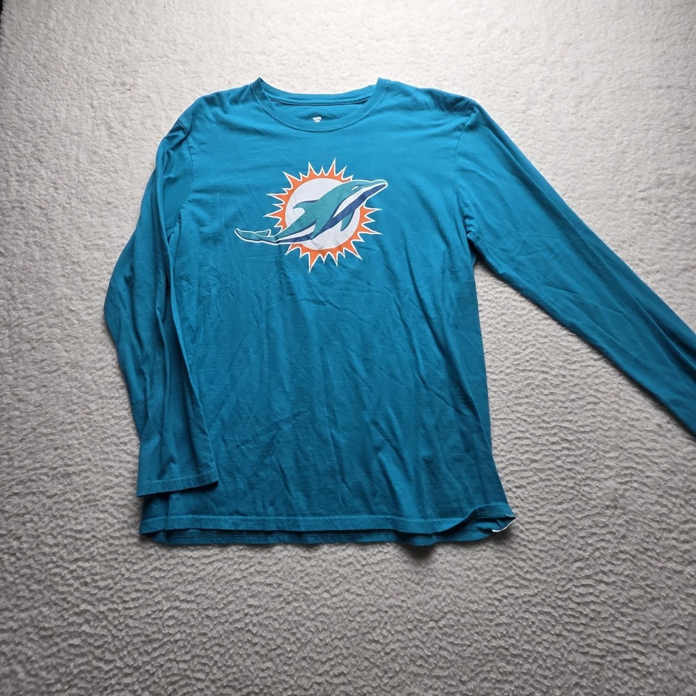 Miami Dolphins Shirt Mens Large Blue NFL Football Long Sleeve Fanatics Tee